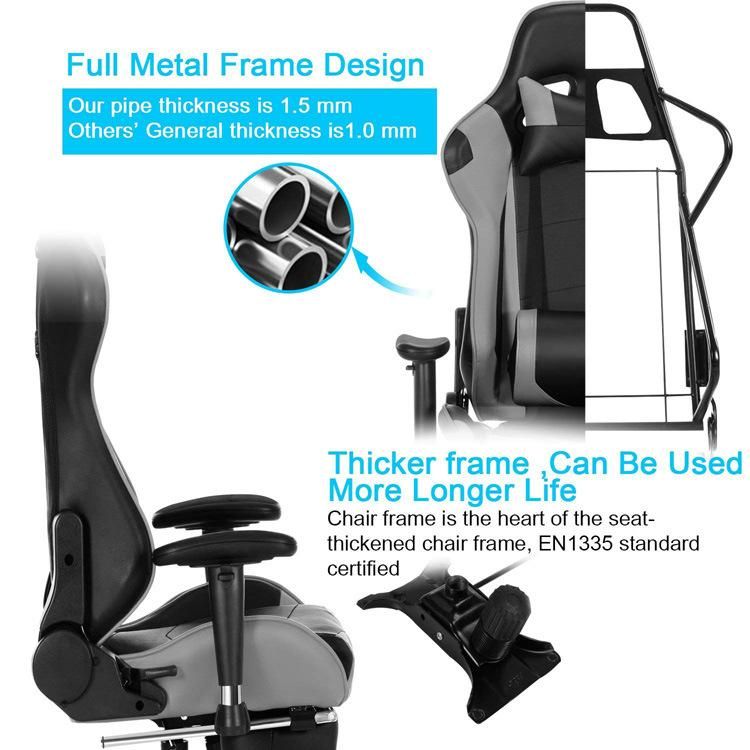 (MED-F) Partner High Back Reclining Gaming Chair Recliner Rocker Tilt E-Sports Chair with Retractable Footrest