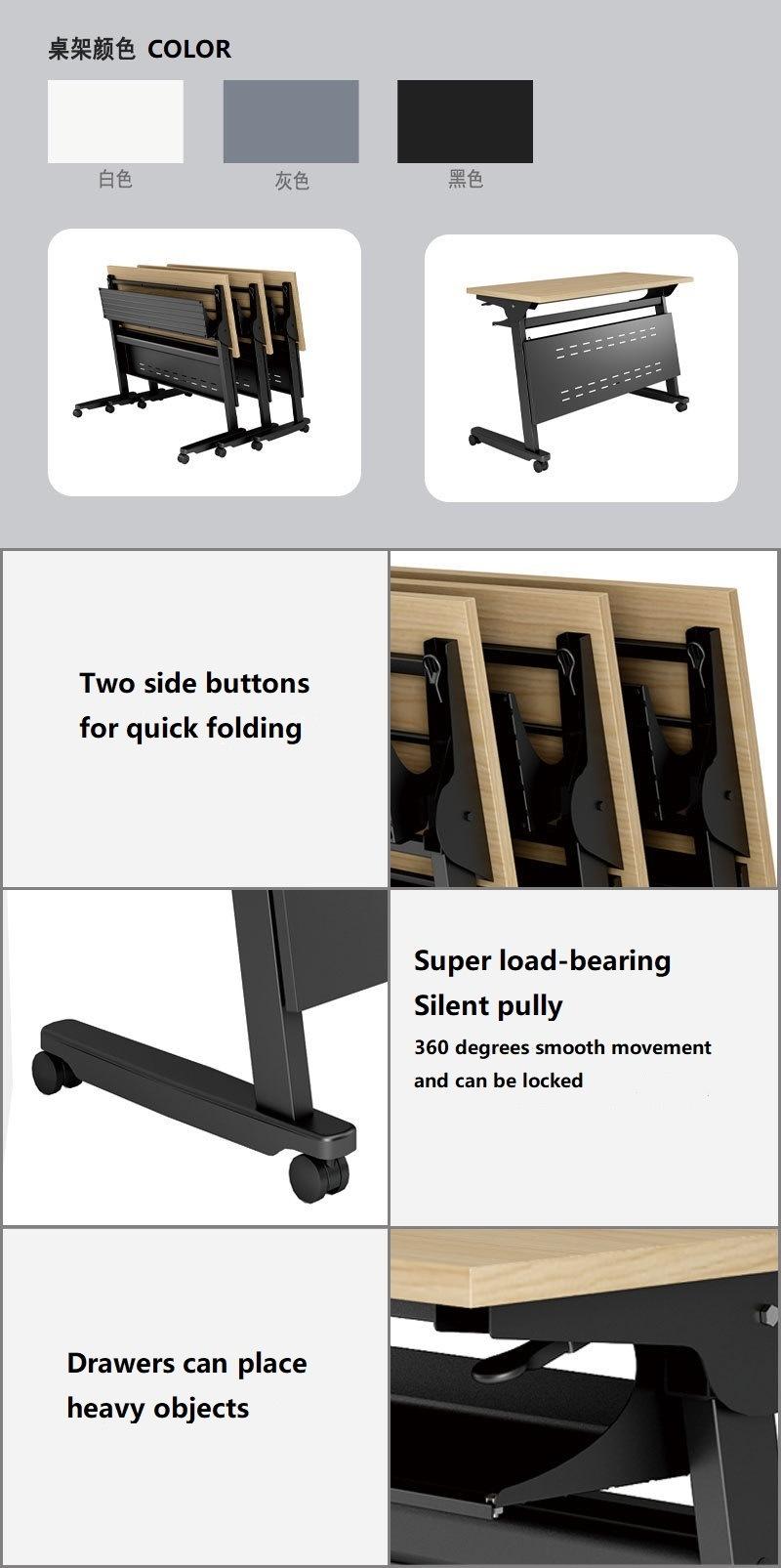 Elites Factory Direct Folding Desk Meeting Training Folding Table with Wheels Adjustable Desk Office Desk