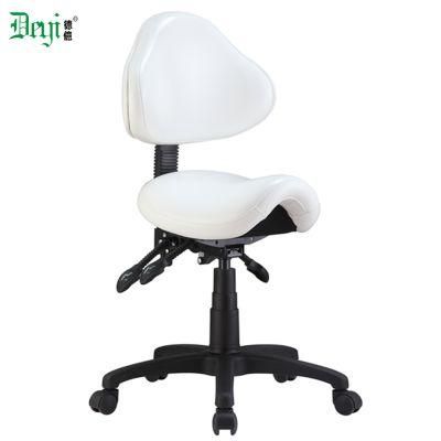 Nylon Base Leather Upholstery Ergonomic Design Commercial Functional Furniture Office Saddle Chair with Back