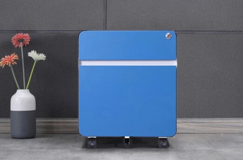 Office Furniture Blue Mobile Pedestal Metal 2 Drawers File Cabinet