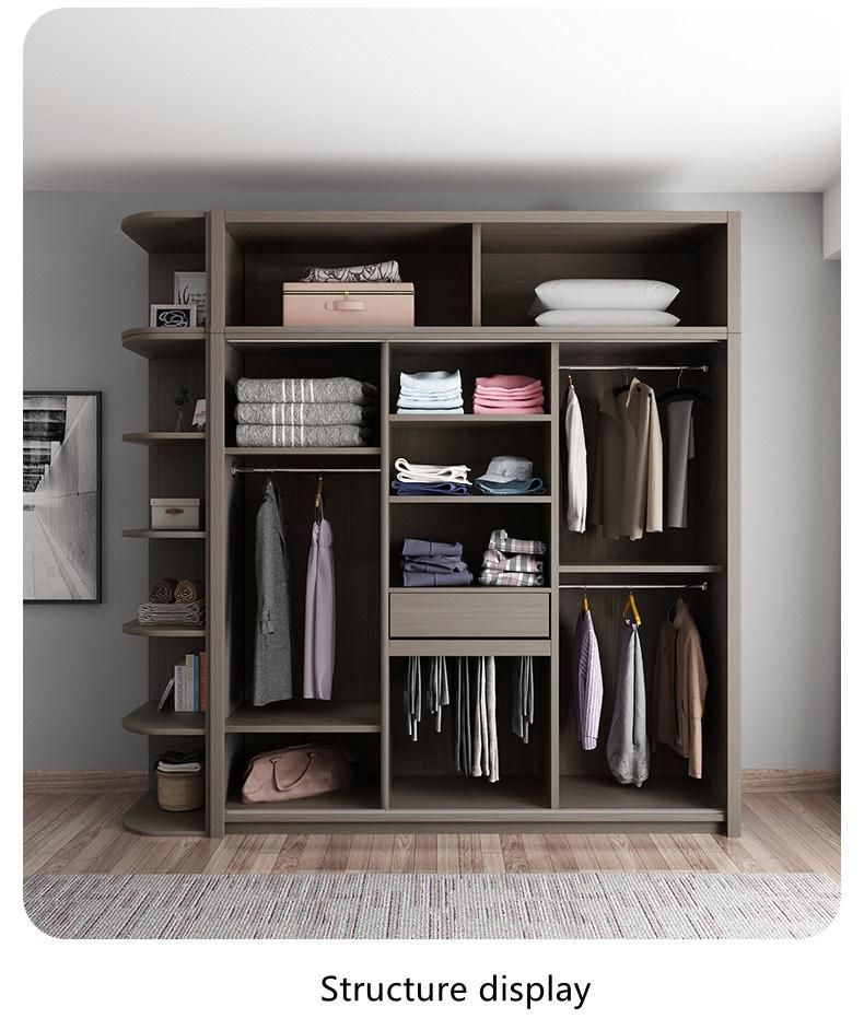 White Color Bedroom Home Hotel Furniture Glass Wooden 3-Door Wardrobe with Drawers