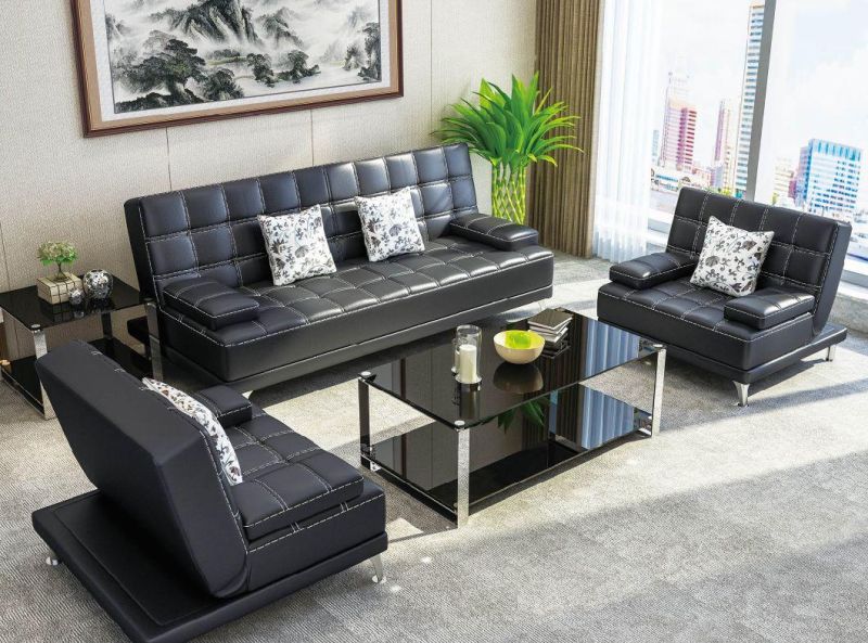 Modern Leather Sofa Set Lounge Sofa Waiting Room Sofa Bed for Office