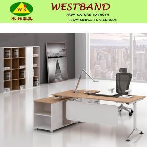 Modern Cheap L Shape Alloy Frame Melamine Office Manager Desk (WB-Seth)