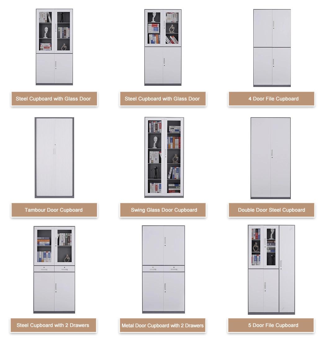 Full Height Glass Swing Door Cupboard Steel Display Storage Cabinet