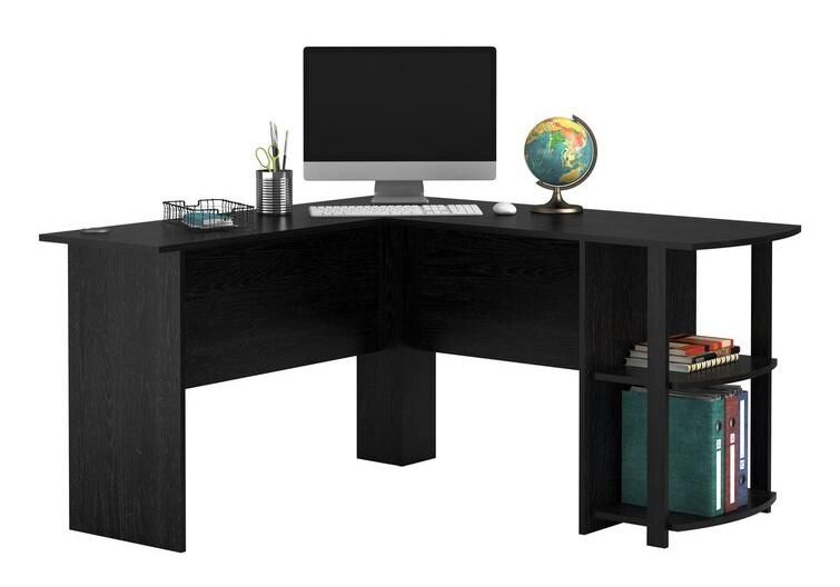 Nova Multi-Shelf Dorm Home Office Desk Black with Storage Shelf