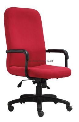 High Back Simple Tilting Mechanism with Lock Function Nylon Base with Armrest Frame Red Color Office Chair