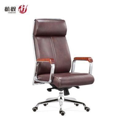 High Back Great Swivel Wooden Armrest Ajustable PU Leather Chairs