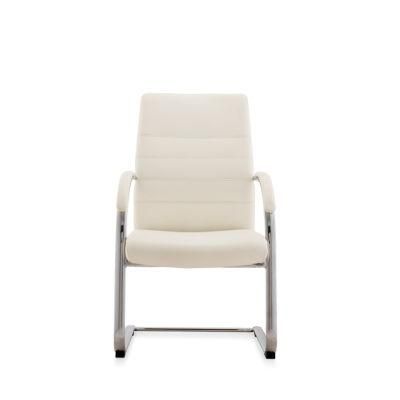 Modern Executive Manager Boss Leather Office Chair with MID Back and Fixed Frame for Office Building, White