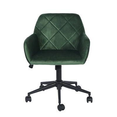 Upholstered Backrest Home Office Swivel Computer Chair with Armrest