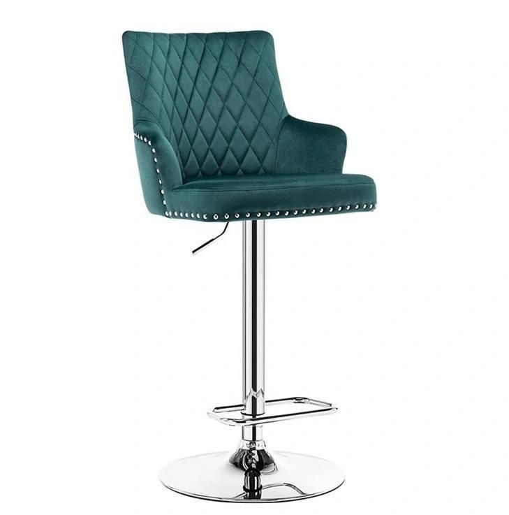 Silver Steel Base Leisure Lounge Bar Chair Swivel Bar Stool