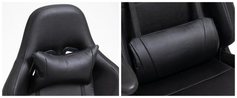 Black PU Leather Colorful Light Gaming Chair with Fixed Armrest