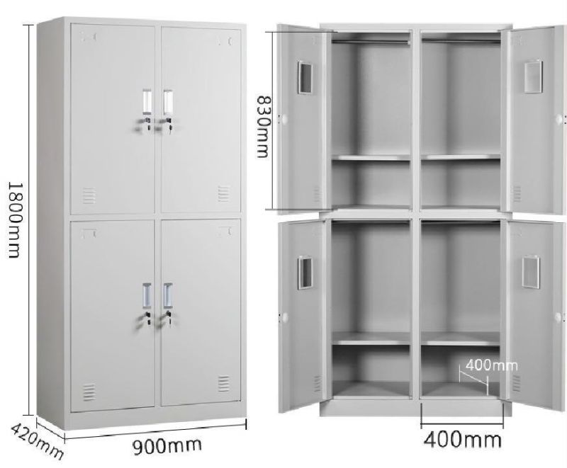 Factory Iron Clothes Office Metal Filing Steel Storage Cabinet with 4 Doors