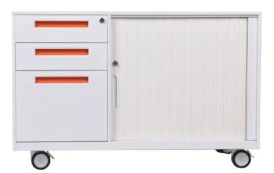 Multifuctional Metal Mobile Caddy Tambour Door Storage Cabinet