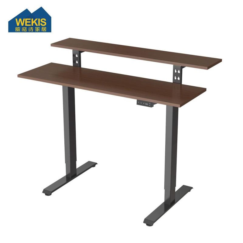 Electric Adjustable Height Single Motor Standing Desk with Storage Shelf