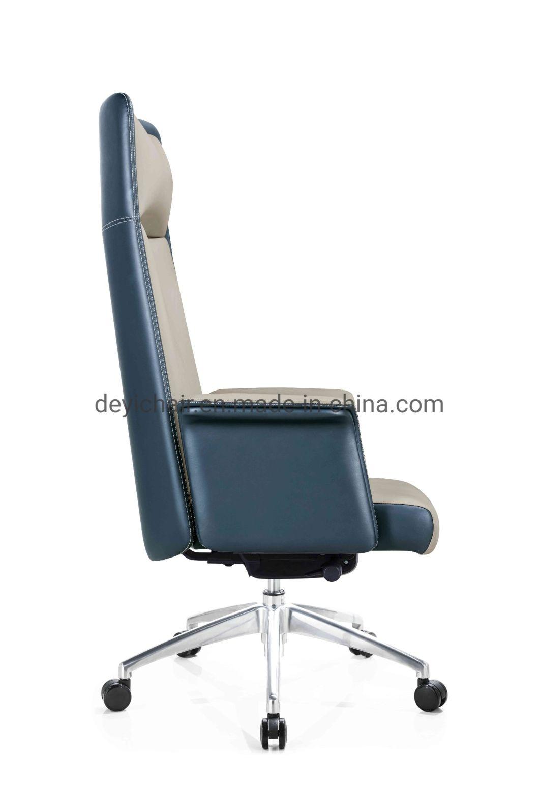 Sychronize Mechanism Aluminum Base PU Castor PU/Leather Upholstery for Seat and Back High Back Style Chair
