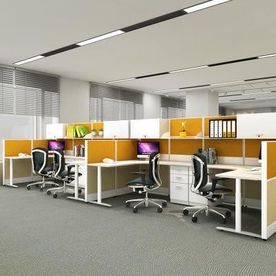 High Quality L Shape Panel Modern Office Workstation Cubicle Unique Divider with Overhead Cabinet