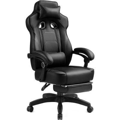 Black Synthetic Leather Factory Direct Sale Gaming Chair with Footrest