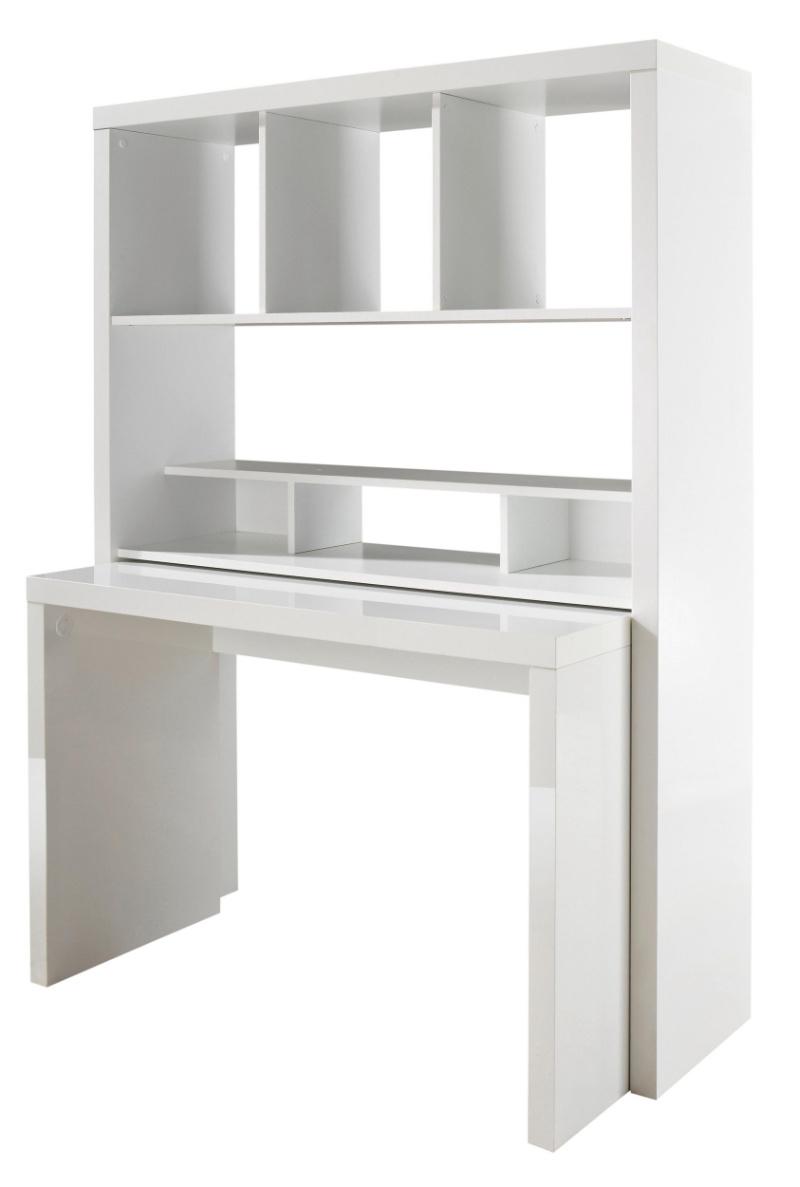 Desk with Bookshelf Combination White Computer Desk for Bedroom