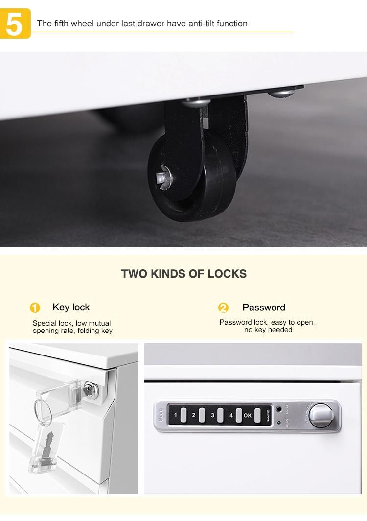 File Cabinet with Lock 3 Drawer, Under Desk Filing Cabineint