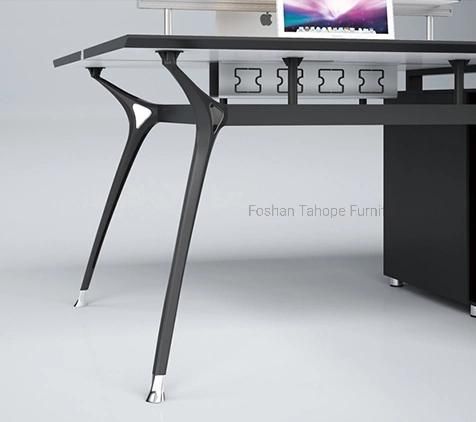 Modern Steel Legs Office Furniture Partition Wooden Melamine 4 Seats Workstation
