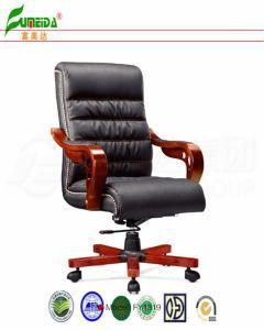 Swivel Leather Executive Office Chair with Solid Wood Foot (FY1319)