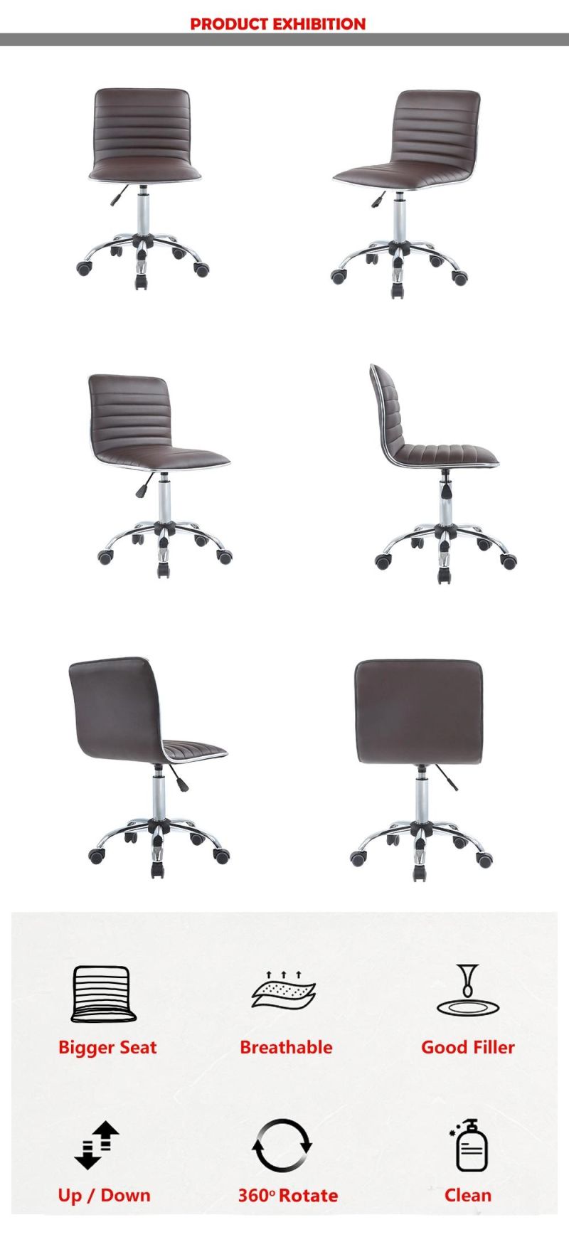 Home Office Chair Task Computer Chair Swivel Adjustable Height Soft PU Bar Stool