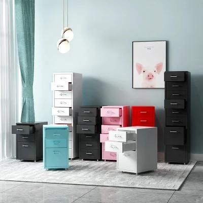 Small Home Office Multi Drawers Unit Steel File Organizer Storage 5 or 6 Drawer Cabinet with Castors