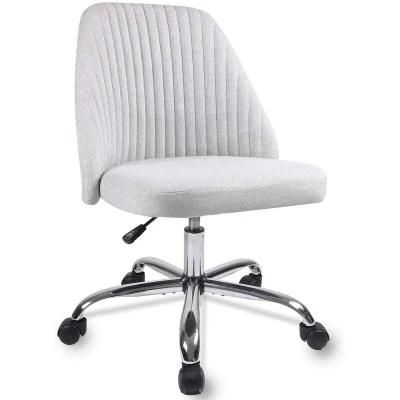Stylish Upholstery Fabric Armless Swivel Home Office Task Chair