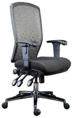 High Mesh Back Normal Fabric Seat Three Lever Heavy Duty Mechanism Chrome Base PU Caster Manager Executive Chair
