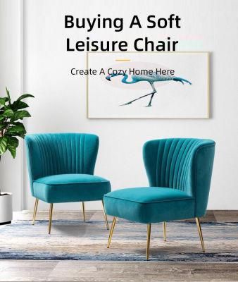 Fabric Lounge Chair with High Back Leisure Chair with Wooden Legs