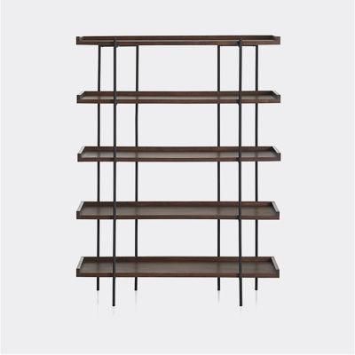 Nordic Modern Solid Wood Display Rack Wrought Iron Floor-Standing Shelf 0591