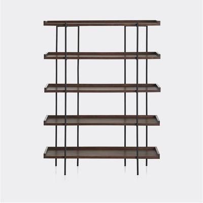 Nordic Modern Solid Wood Display Rack Wrought Iron Floor-Standing Shelf 0591