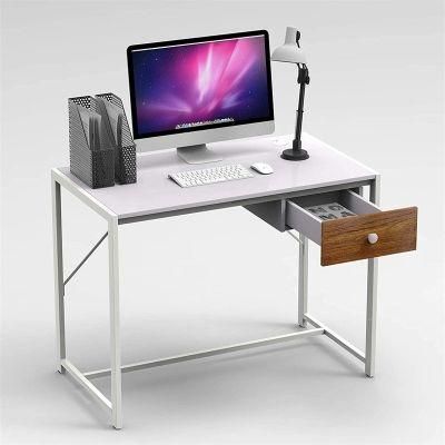 Modern Simple Home Office Desks Single Brown Drawer and Waterproof Tabletop Laptop Study Writing Table