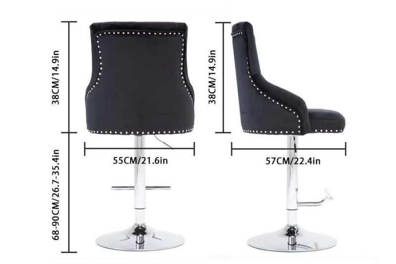 Black Fabric Swivel Bar Chair Leisure Lounge Chair with Footrest