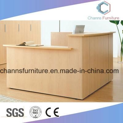 L Shape Modern Melamine Natural Wooden Color Reception Front Table