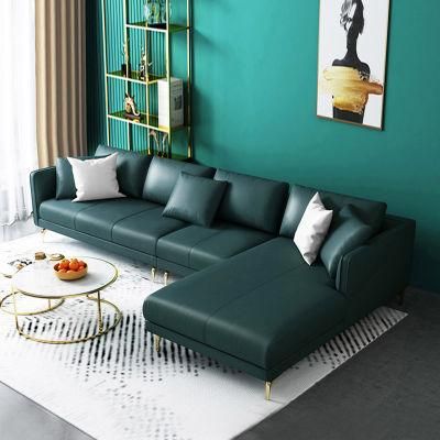 Vintage Microfiber Leather Sofa for Europe and Asia with Metal Legs