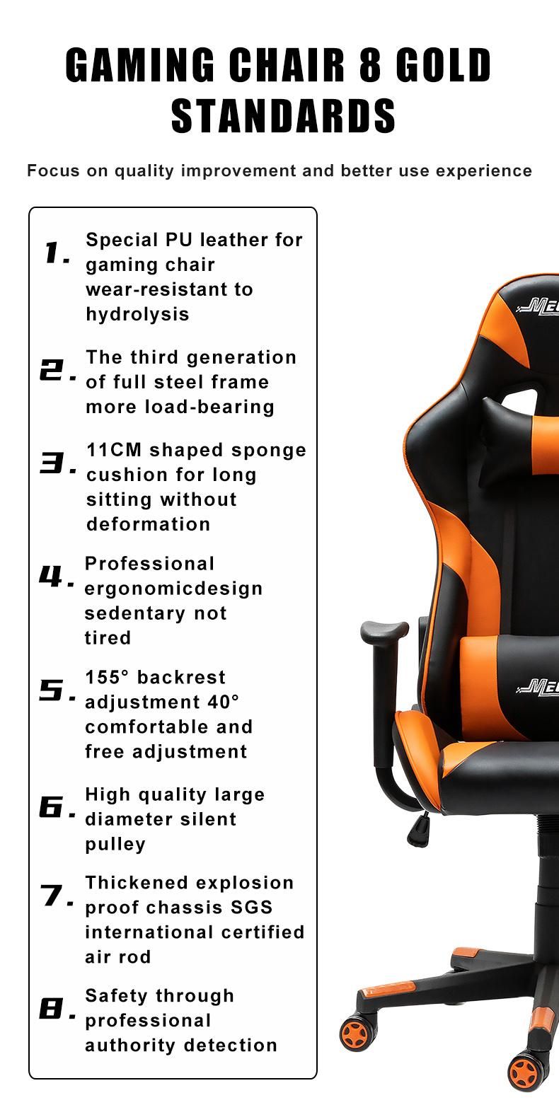 High Quality PU Leather Ergonomic Swivel Chair Adjustable Computer Gaming Chair