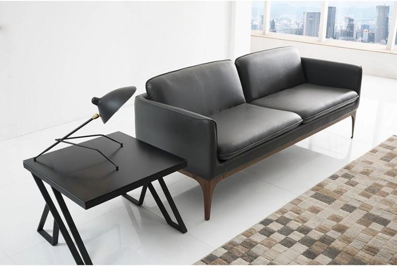 Small Design Solid Wooden Legs Leather Sofa Set for Home and Office