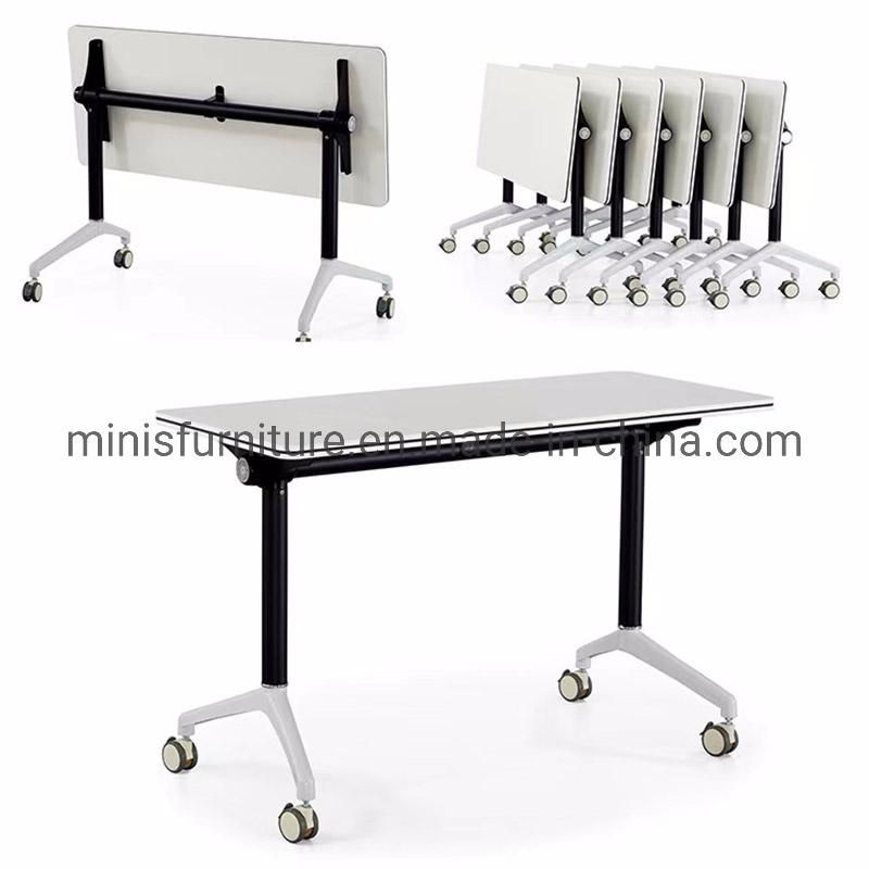 (M-TD501) School Computer Table Office Conference Folding Training Desk with Wheels and Baffle and Shelf