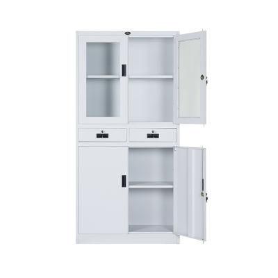 Glass Door Office Godrej Metal File Cabinet Storage Cupboard with 4 Adjustable Shelves Design on Sale