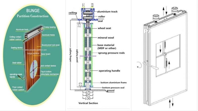 Customized Aluminum Frame Banquet Hall Soundproof Folding Sliding Partition Wall