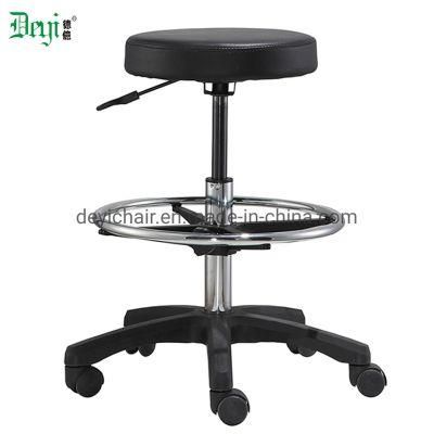 Soft Foam Seat PU Upholstery Single Lever Upand Down Mechanism No Back Round Shape Lab Chair