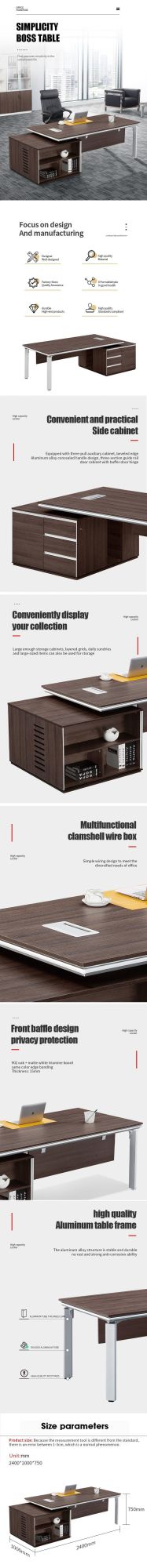 Wholesale Desktop Executive Furniture Aluminum Leg Manager Office Table Desk