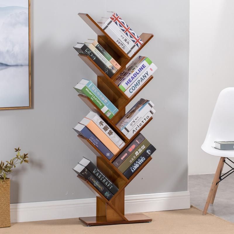 Tree Bookshelf, Bamboo Wood Bookcase, Book Rack, Storage Rack Shelves in Living Room, Free-Standing Books Holder Organizer