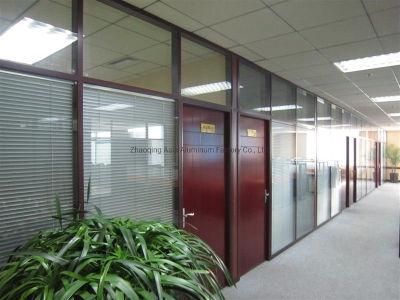 Timber Color Wood Grain Aluminum Office Partion with Glass on Both Sides