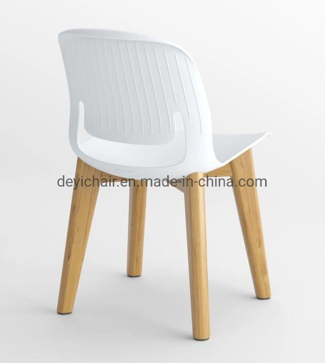 White Color Plastic Shell Seat Cushion Optional Plywood 4 Legs Frame Stool Chair