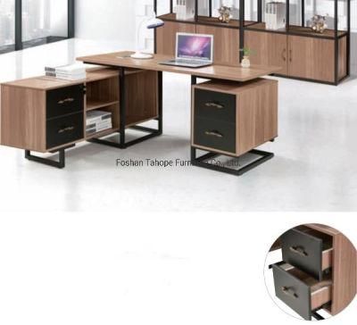 China Factory Wholesale Office Combined Cabinet Metal Leg Wood Desktop Manager Desk