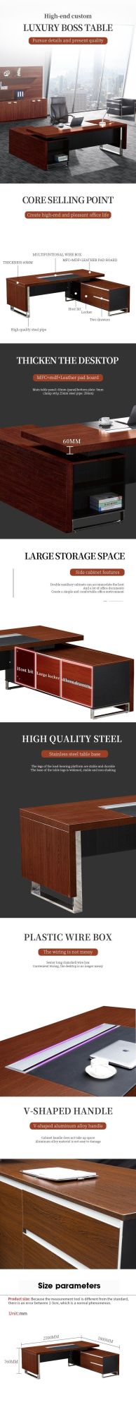 Factory Hot Sale L Shape Home Furniture Office Desk Table with Stainless Steel Leg