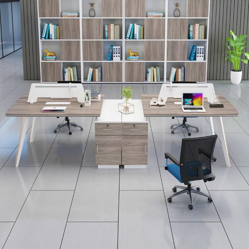 Modern Office Interior Workstation 4 Seats Staff Melamine Partition