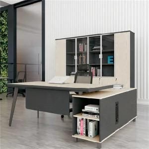 Melamine Board White Custom L Shaped Office Furniture Wood Manager Desk